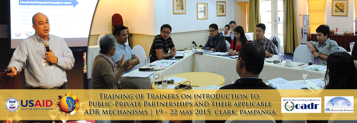 Training of Trainers on PPP and their applicable ADR Mechanisms